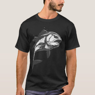 Schwarz-Weiß detaillierte Fischskizze Design Illus T-Shirt