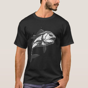 Schwarz-Weiß detaillierte Fischskizze Design Illus T-Shirt