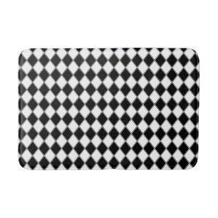 Schwarz-Weiß-Diamant-Argyle-Muster Badematte