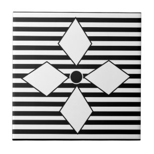 Schwarz-weiß-Diamant-Geometrie-Streifen-Muster   Fliese