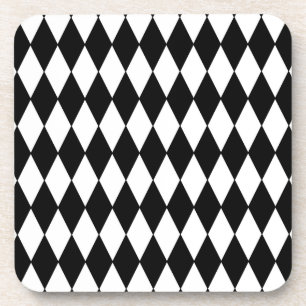 Schwarz-Weiß-Diamant-Harlequin-Muster Untersetzer