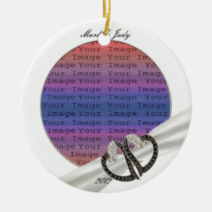 Schwarz-Weiß-Diamant-Herz-Ornament Keramikornament