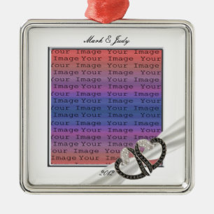 Schwarz-Weiß-Diamant-Herz-Ornament Ornament Aus Metall