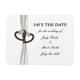 Schwarz-Weiß-Diamant-Herzen speichern das Datumsfe Magnet