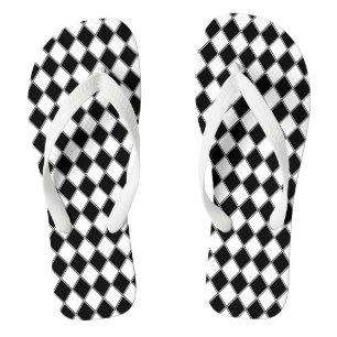 Schwarz-Weiß-Diamant-Raute Flip Flops