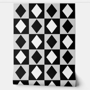 Schwarz Weiß Diamant Rhombus-Form Tapete