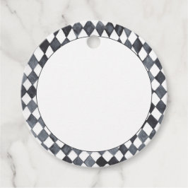 Schwarz-Weiß-Diamant-Rücksendeetikett Geschenkanhänger