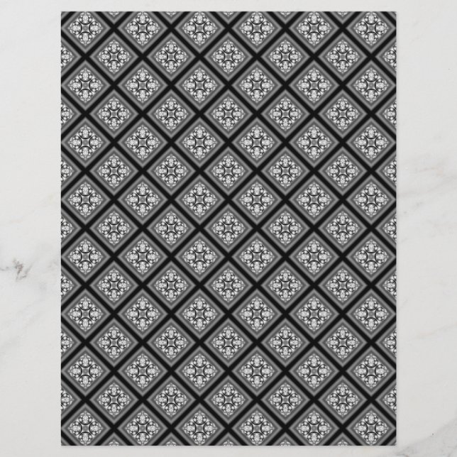 Schwarz-Weiß-Diamantcluster-Schabblonenpapier (Vorderseite)