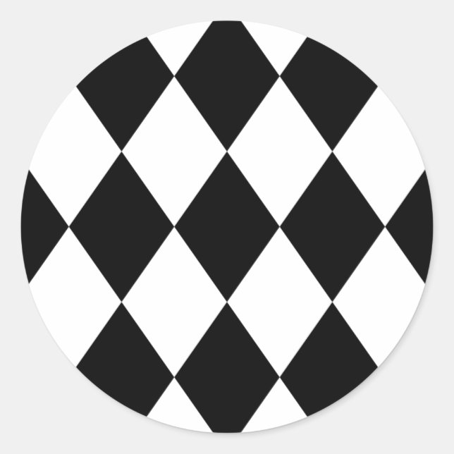 Schwarz-Weiß-Diamanten Runder Aufkleber (Vorderseite)