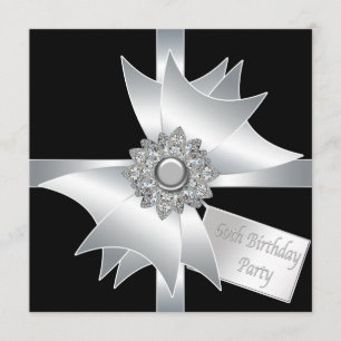 Schwarz-weiß Diamond Bow Frauen 60. Geburtstagspar Einladung