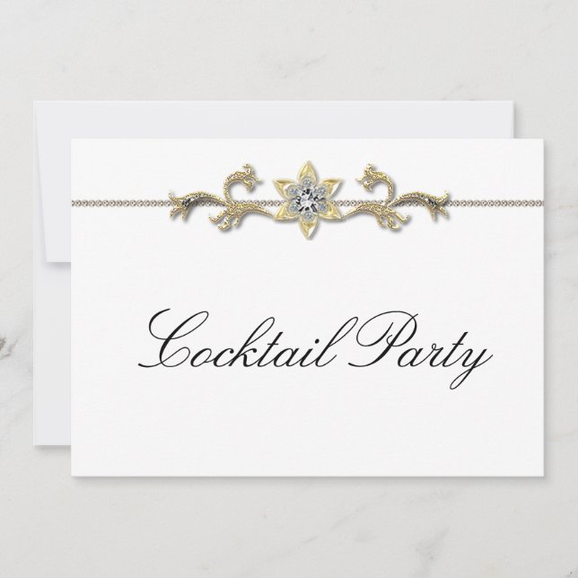 Schwarz-weiß Diamond Schwarz-weiß Cocktail Party Einladung (Vorderseite)