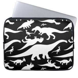 Schwarz-Weiß-Dinosaurier-Muster Laptopschutzhülle