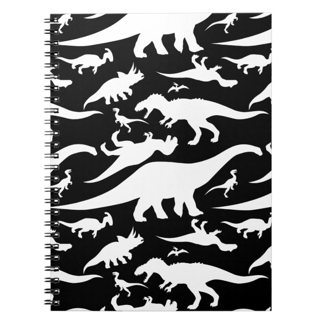 Schwarz-Weiß-Dinosaurier-Muster Notizblock (Vorderseite)