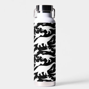 Schwarz-Weiß-Dinosaurier-Muster Trinkflasche
