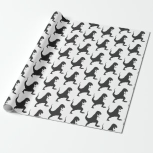 Schwarz-Weiß Dinosaurier Weihnachtswrapping Paper Geschenkpapier