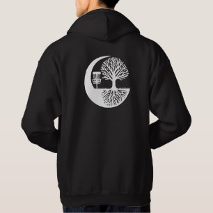 Schwarz-weiß Disc Golf und Baumwurzeln Hoodie