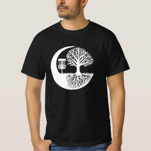 Schwarz-weiß Disc Golf und Baumwurzeln T-Shirt