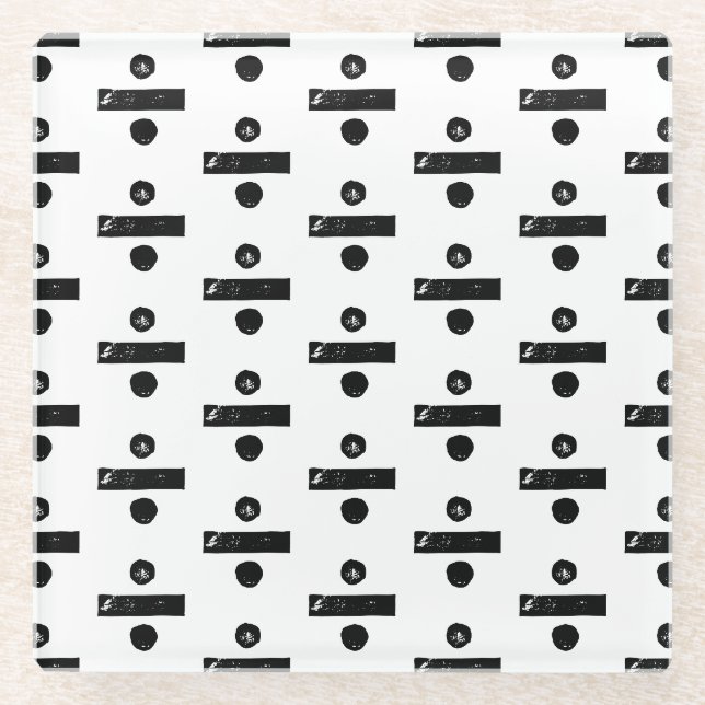Schwarz-Weiß "Divide" Mathe Symbol Lino Schnitt Glasuntersetzer (Vorderseite)