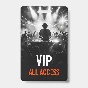 Schwarz-Weiß-DJ-Party-Konzert-VIP-All-Access Ausweis