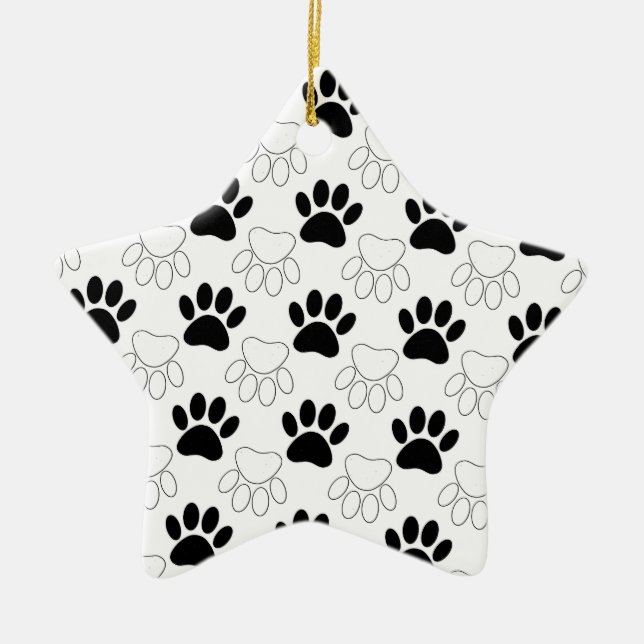 Schwarz-Weiß-Dog-Muster Keramik Ornament (Vorne)