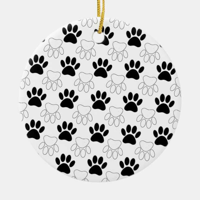Schwarz-Weiß-Dog-Muster Keramikornament (Vorne)