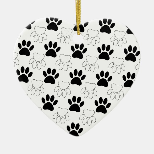Schwarz-Weiß-Dog-Muster Keramikornament (Vorne)