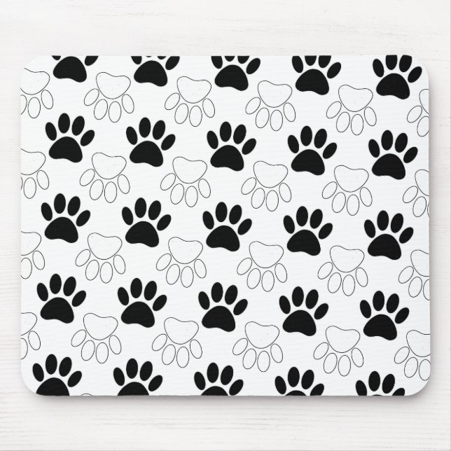 Schwarz-Weiß-Dog-Muster Mousepad (Vorne)