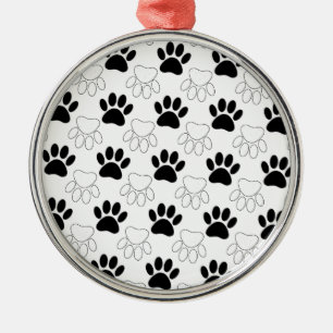 Schwarz-Weiß-Dog-Muster Ornament Aus Metall
