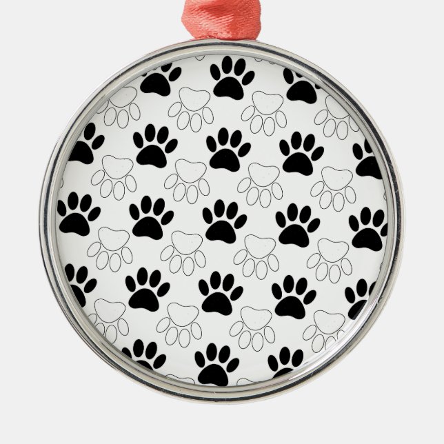 Schwarz-Weiß-Dog-Muster Ornament Aus Metall (Vorne)