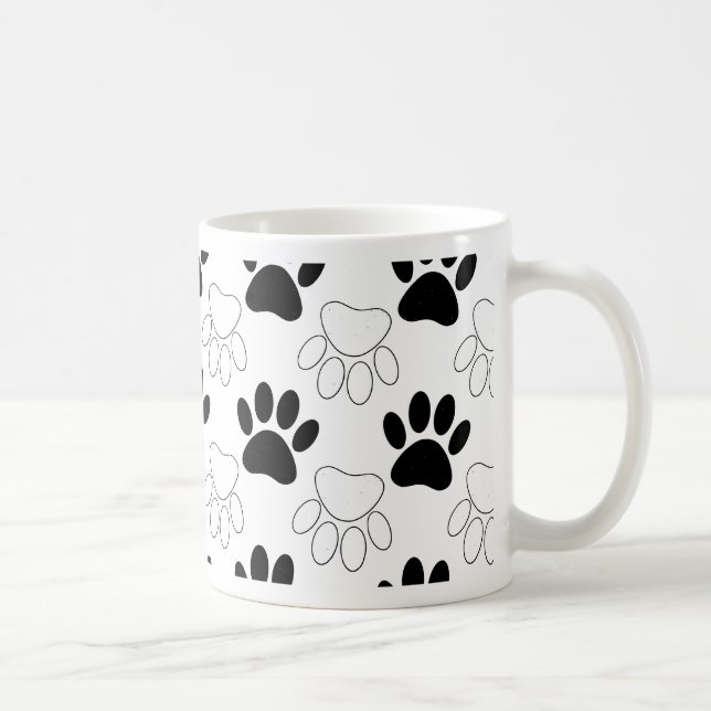 Schwarz-Weiß-Dog-Muster Tasse (Rechts)