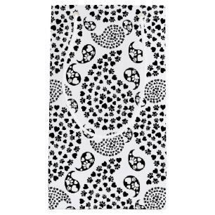 Schwarz-Weiß-Dog-Paws und Hörnchen Paisley Print Kleine Geschenktüte