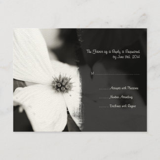 Schwarz-Weiß-Dogwood-Hochzeitsempfang UAWG RSVP Karte