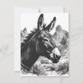 Schwarz-Weiß-Donkey-Portrait Südwestlich Postkarte