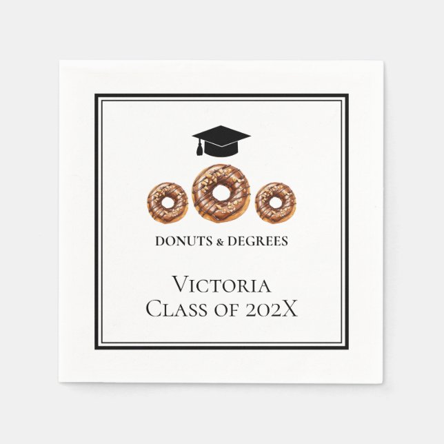 Schwarz-Weiß-Donuts und Grad-Party Serviette (Vorderseite)