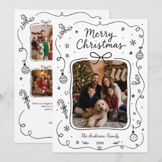Schwarz-Weiß-Doodle 5 Foto-Collage Weihnachten