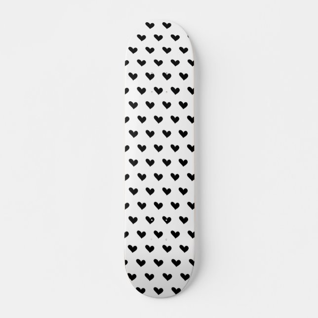 Schwarz-Weiß-Doodle-Herzmuster Skateboard (Vorne)