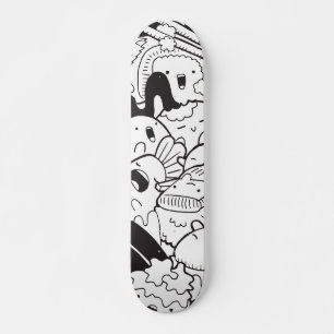 Schwarz-Weiß-Doodle Skateboard