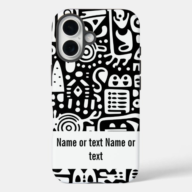 Schwarz-Weiß-Doodles Case-Mate iPhone Hülle (Rückseite)