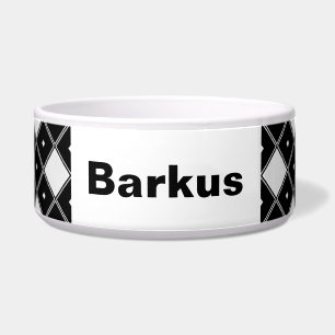 Schwarz-Weiß-Doppel-Diamantform-Hundeschüssel Napf