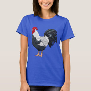 Schwarz-Weiß-Dorking-Hühnerrooster-Crowing T-Shirt