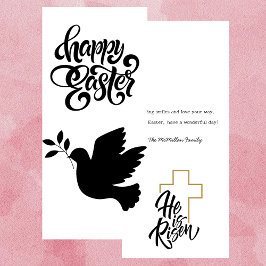 Schwarz-Weiß-Dove-Happy-Osterflachkarte