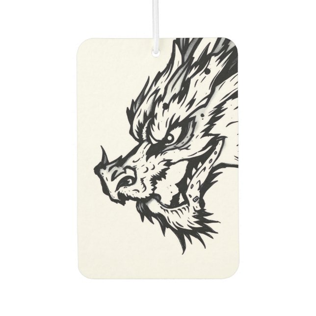 Schwarz-Weiß-Drache Autolufterfrischer (Vorderseite)