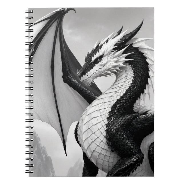 Schwarz-weiß-Drache Notizblock (Vorderseite)