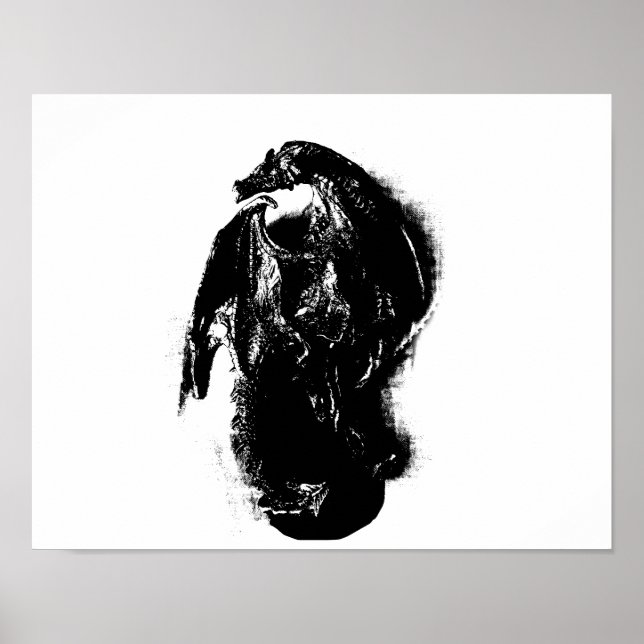 Schwarz-Weiß-Drache Poster (Vorne)