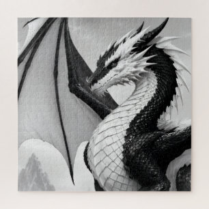 Schwarz-weiß-Drache Puzzle