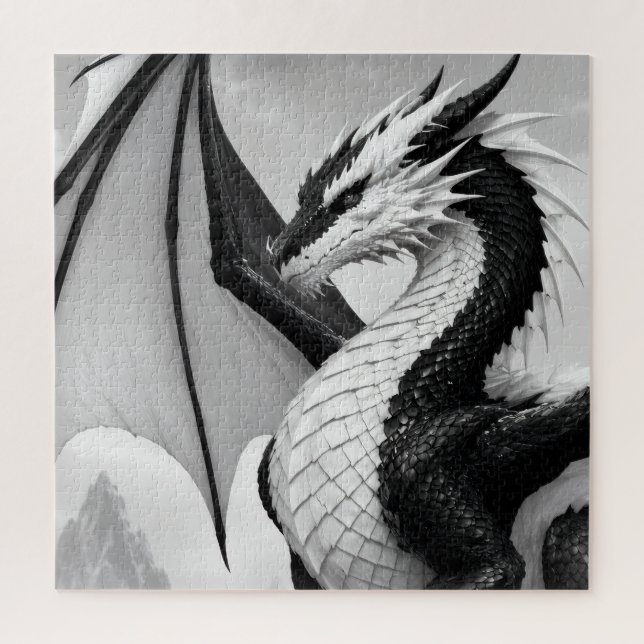Schwarz-weiß-Drache Puzzle (Vertikal)