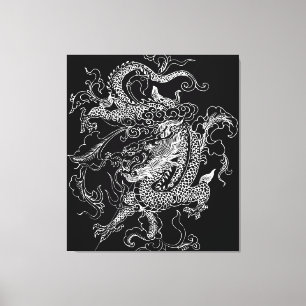 Schwarz-Weiß-Drachen-Canvas drucken Leinwanddruck