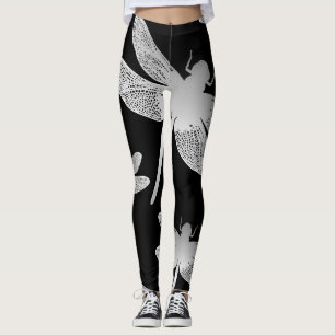 Schwarz-Weiß-Drachenmuster Leggings