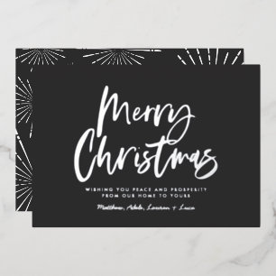 Schwarz-Weiß-Drehbuch frohe Weihnachts-Non-Foto Folien Feiertagskarte