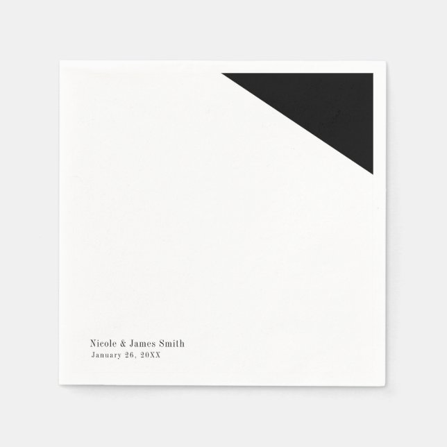 Schwarz-Weiß-Dreieck-Hochzeitsempfang Serviette (Vorderseite)